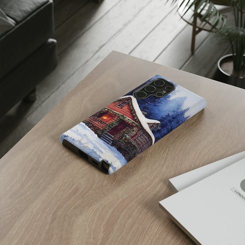 Cozy Christmas Cabin in the Snow - Impact Resistant Phone Case
